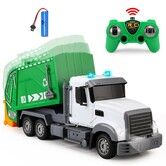 2.4G RC Garbage Truck Toy with Lights 6 Channel Remote Control Waste Management Garbage Truck Recycling Trash Toys, Excellent Xmas Gifts for Boys 3+