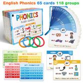 Phonics Flash Cards Educational Spelling Study Activity, Word Builder Games, Letter Sound for Elementary Homescool