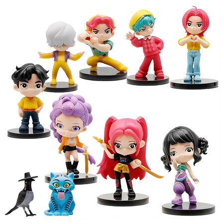 10 Pcs K pop Idol Mini Doll Figurine Set, Cute Collectible Display Decor, Birthday for K pop Fans and Collectors