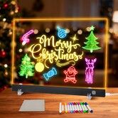 LED Note Board with Colors,30 x 20 cm Led Drawing Board for Kids,Light Up Acrylic Dry Erase Boards with Stand,Christmas & Birthday Gifts,Black