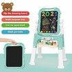 Art Easel for Kids,Adjustable Standing Rotatable Double Sided Easel with Painting Accessories for Boys and Girls Green