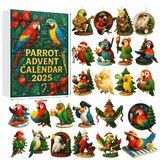 Parrot Bird Christmas Advent Calendar 2025,24-Day Christmas Countdown Ornaments,Unique Holiday Decoration Gift for Nature Lovers