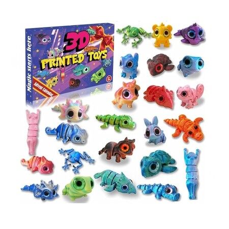 Mini 3D Printed Advent Calendar Cute Animal Blind Boxes 24 Surprises Christmas Countdown Creative Desk Toy  Set Holiday Countdown Birthday Gift