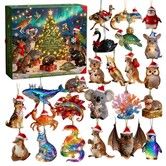 24Days Australian Aussie Wildlife Christmas Advent Calendar 24Pc 3cm Flat Acrylic Blind Box Ornament Set Kids Holiday Gift