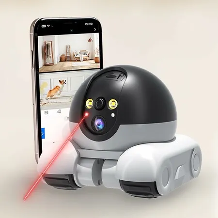 Robot Camera on Wheels 1080P Dual Lens, Indoor Movable Security Camera with 2 Way Talk, Blinky Bot with Night Vision ,Distance Bot App Control