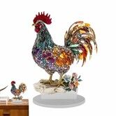Desktop Chicken Sign, 2D Flat Acrylic Colorful Rooster Desktop Standing Decoration, Tabletop Chicken Ornament Festive Atmosphere Decoration