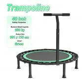 Mini Trampoline Bounce Rebounder Bungee Jumping Fitness Home Gym Workout Equipment Outdoor Kids Cardio Exercise Foldable Round 40 Inch Safe Handle Bar