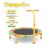 40 Inch Kids Trampoline Jumping Bungee Bounce Rebounder Home Gym Exercise Fitness Equipment Indoor Outdoor Cardio Workout Foldable Adjustable Handrail