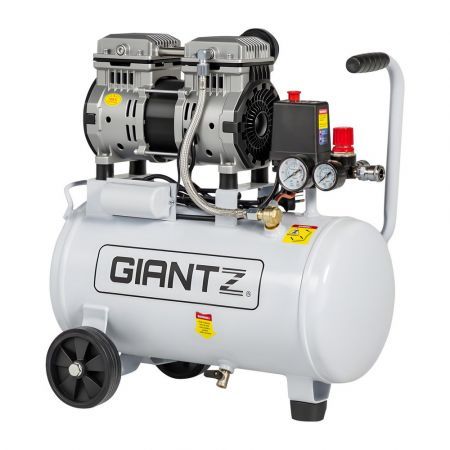 Giantz 24L Air Compressor Quiet 0.75HP Oil-Free Portable Tyre Inflator 40L/Min
