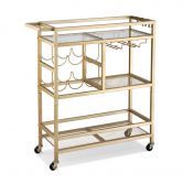 Artiss Bar Cart Drinks Trolley Serving Wine Rack Glass Holder 3 Hooks 72cm Gold