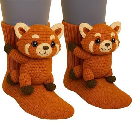 Animal Socks, 3D Knit Animal Socks ,  2026 New Funny Double Layer Cotton Socks for Warmth, Cozy Fall and Winter, Raccoon