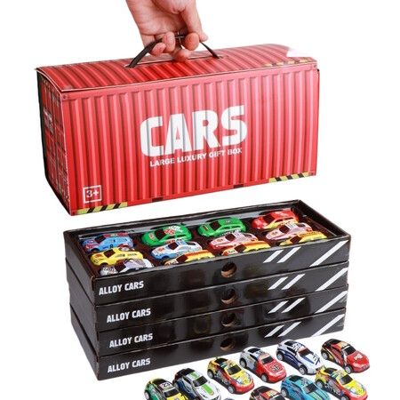 48PCS Diecast Metal Toy Car Pullback Truck Container Boys Kids  Mini Parking Presents Christmas Birthday Gift