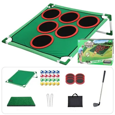 Golf Pong Set,Indoor or Outdoor Chipping Practice Game Includes Golf Balls and Portable Bag, Single Rack