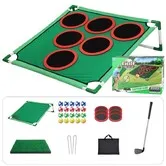 Golf Pong Set,Indoor or Outdoor Chipping Practice Game Includes Golf Balls and Portable Bag, Single Rack