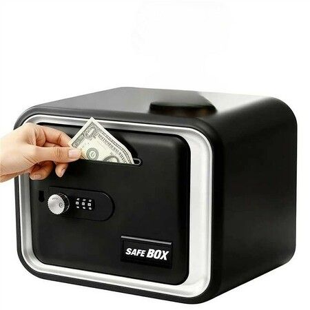 Pretend Play Simulation Piggy Bank  Password Money Safe  Secure Password  Coin Bank  Kids Chirstmas Holiday Gift COL Black