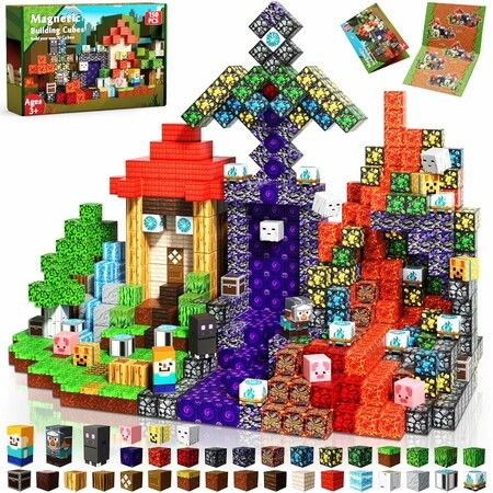 150 PCS Magnetic Building Blocks Cubes Toy for Boys Girls, STEM Montessori Sensory Stacking Toy Ideal Christmas Birthday Gifts