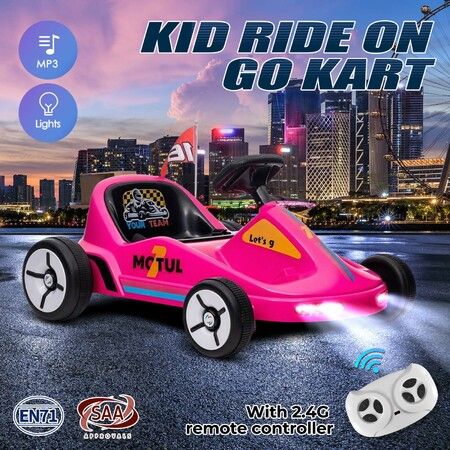 Kids Pedal Go Kart Ride On Car with Parental Remote Control Electric Toy Racing Off Road Vehicle 12V Battery Powered 2.5-4.6 km/h MP3 LED Lights Belt