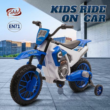 Electric Motorbike Ride On Car Toy 12V Motorcycle Dirt Bike Off Road Vehicle Sport Street Bicycle Training Wheels Battery Charger 4.2-6.4km/h Speeds