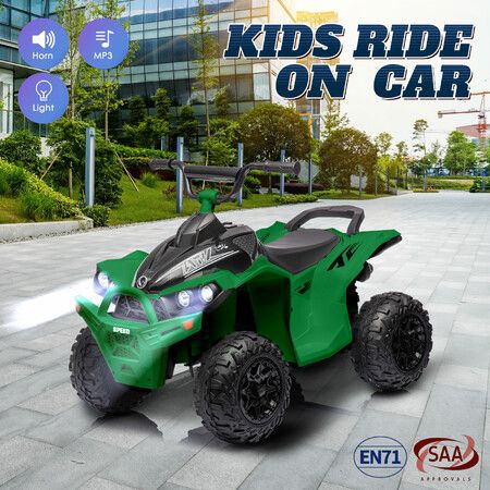 Electric Car Ride On Toy ATV Vehicle Off Road All Terrain Quad Bike 4 Wheeler Truck Play Driving 12V Battery Powered 2.2-4.3km/h Music LED Headlights
