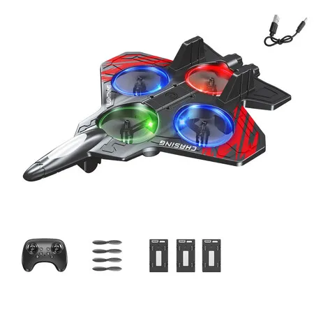 Foam Remote Control Airplanes, RC Planes with Light, RC Airplane Fighter Jet for Boys Girls Age 8 to 16, 360 Degree Flip, Red