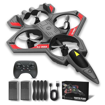 Advanced Rc Jet, Rc Stunt Fighter Jet Toy for Boys with 360 Degree Flips and LED Lights, Christmas Remote Control Drone, Grey