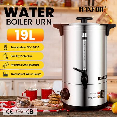 Maxkon Hot Water Urn 19L Instant Heat Beverage Dispenser Cold Coffee Maker Warm Tea Kettle Machine Commercial Home Stainless Steel Double Layer Boiler
