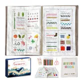 DIY Stitch Book, Embroidery Stitch Book on Linen Fabric, Comprehensive Guide with Various Patterns, Contains Multiple Sewing Tools