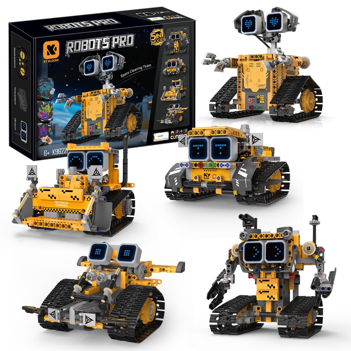 5 in 1 STEM Robot Building Kits Programmable Remote APP Controlled Robotics Blocks Set STEM Educational Birthday Gifts for Boys Girls Age 6+(373Pcs)