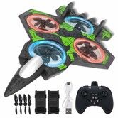 RC Plane,2.4GHz Remote Control Airplane with Light,360 Degree Flips & Gyro Stabilizer Fighter Jet Toy,2 Batteries,3-Speed Modes,Indoor Outdoor RC Aircraft