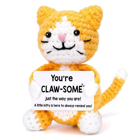 Emotional Support Crochet Dolls Handmade Positive Crochet Animals Gifts Emotional Support Plush for Anxiety & Stress Relief Desk Decor