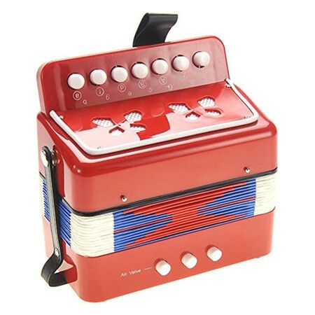 Kids Accordion, Musical Instruments for Kids Ages 9 to 12, Beginner Toddlers Children Mini Toy Accordian 10 Keys Button Control Light Weight, Red