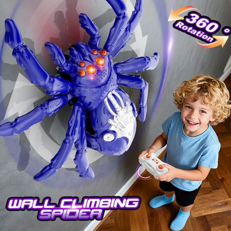 Wall Crawler Spiders Electric Remote Controlled Robot Spiders with LED Eyes,RC Robot Toys Christmas Birthday Gifts for Boys Girls