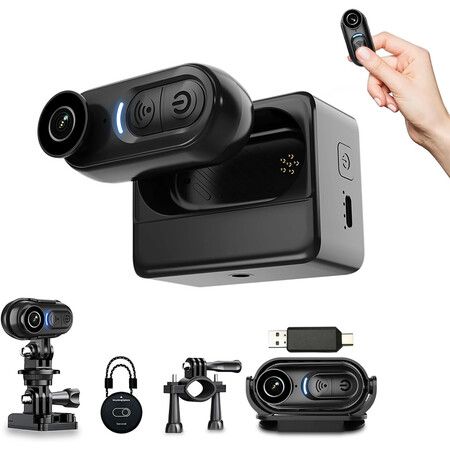 4K Mini Body Camera, Thumb Size Action Body Cam, Wearable Sports Cameras,Hands-Free POV Recording for Bike Cycling,for Vlogging Pet Walk Swim
