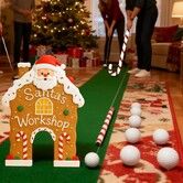 Christmas Santa Golf Game Set With Candy Cane Club 6 Balls,Portable Golf Course Set,Christmas Santa Golf Course Set,For Home Party Christmas Gift