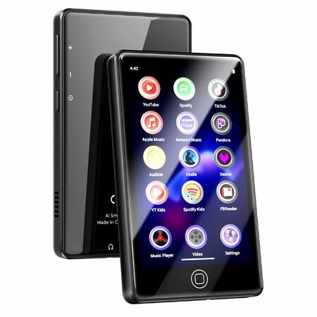 64GB MP3 Player with Bluetooth and WiFi,MP3 Player for Kids with Spotify,Play Store,Audible,5.0In Touch Screen Music Player,Black