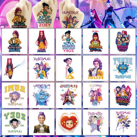 20pcs Kpop Demon Hunters Temporary Tattoo Sticker Rumi Tattoo Demonizing Sticker For Funny Party Gifts