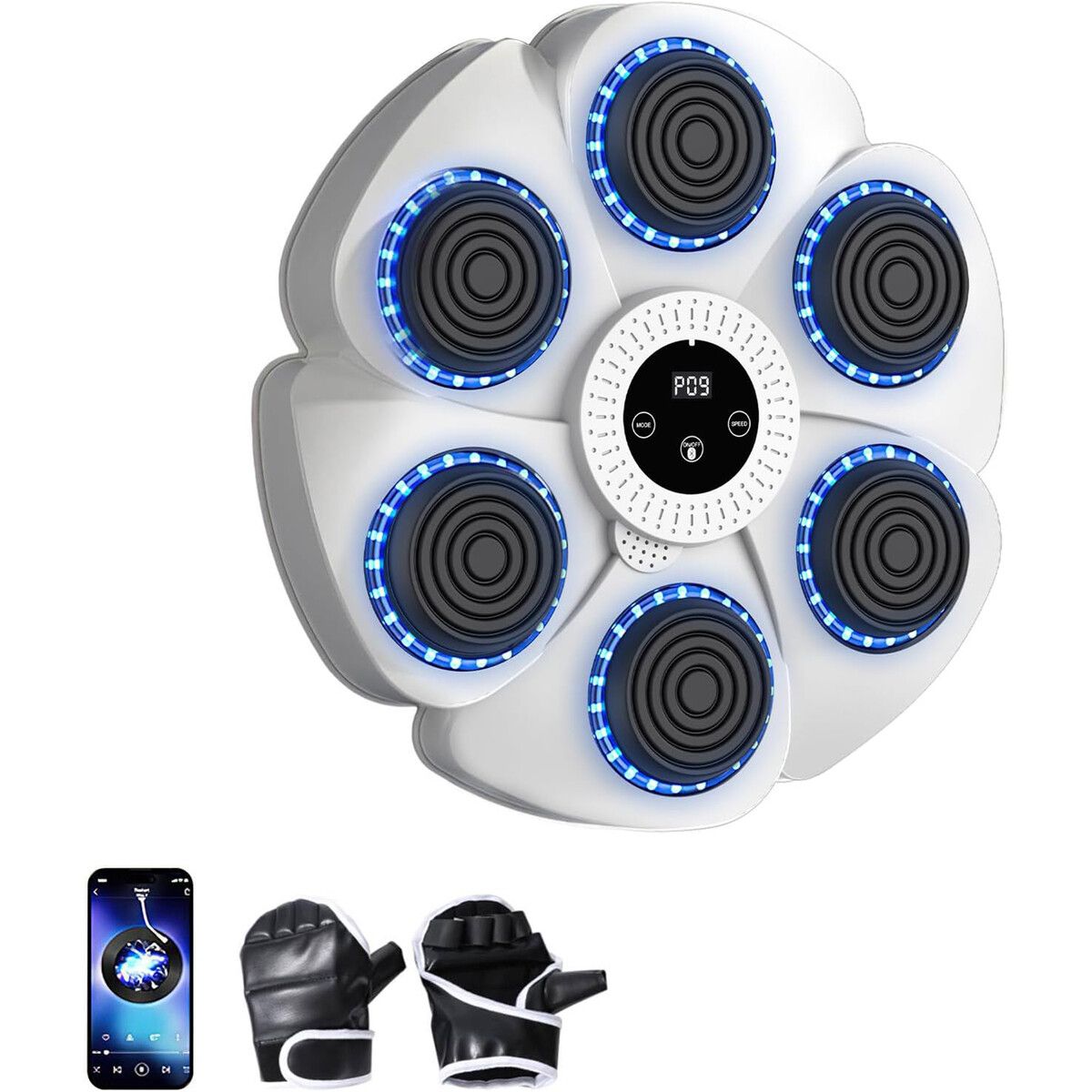 Smart Music Boxing Machine,Wall-Mounted Bluetooth Boxing Machine,9 Speed Rhythm Mode Adjustment,Electronic Boxing Machine Wall Mounted White