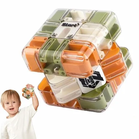 Large Labyrinth 3D Maze Cube,Logical Challenge 3x3 Maze Puzzle Cube Toy for Stress Relief & Logic Development,Educational Focus Game Gift (Orange)