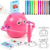 Drawing Robot for Kids, Interactive Educational Drawing Robot, Magic Painting Robot Toy with 12 Color Pens for Girls and Boys Age 3 and Up, Pink