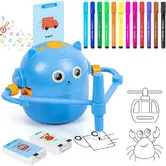 Drawing Robot for Kids, Interactive Educational Drawing Robot, Magic Painting Robot Toy with 12 Color Pens for Girls and Boys Age 3 and Up, Blue