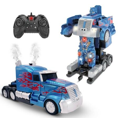 Remote Control Car Transform Toys Car Robot One Button Deformation to Robot 2.4Ghz 1:18 Scale Transforming Car Toys with 360 Degree Rotating