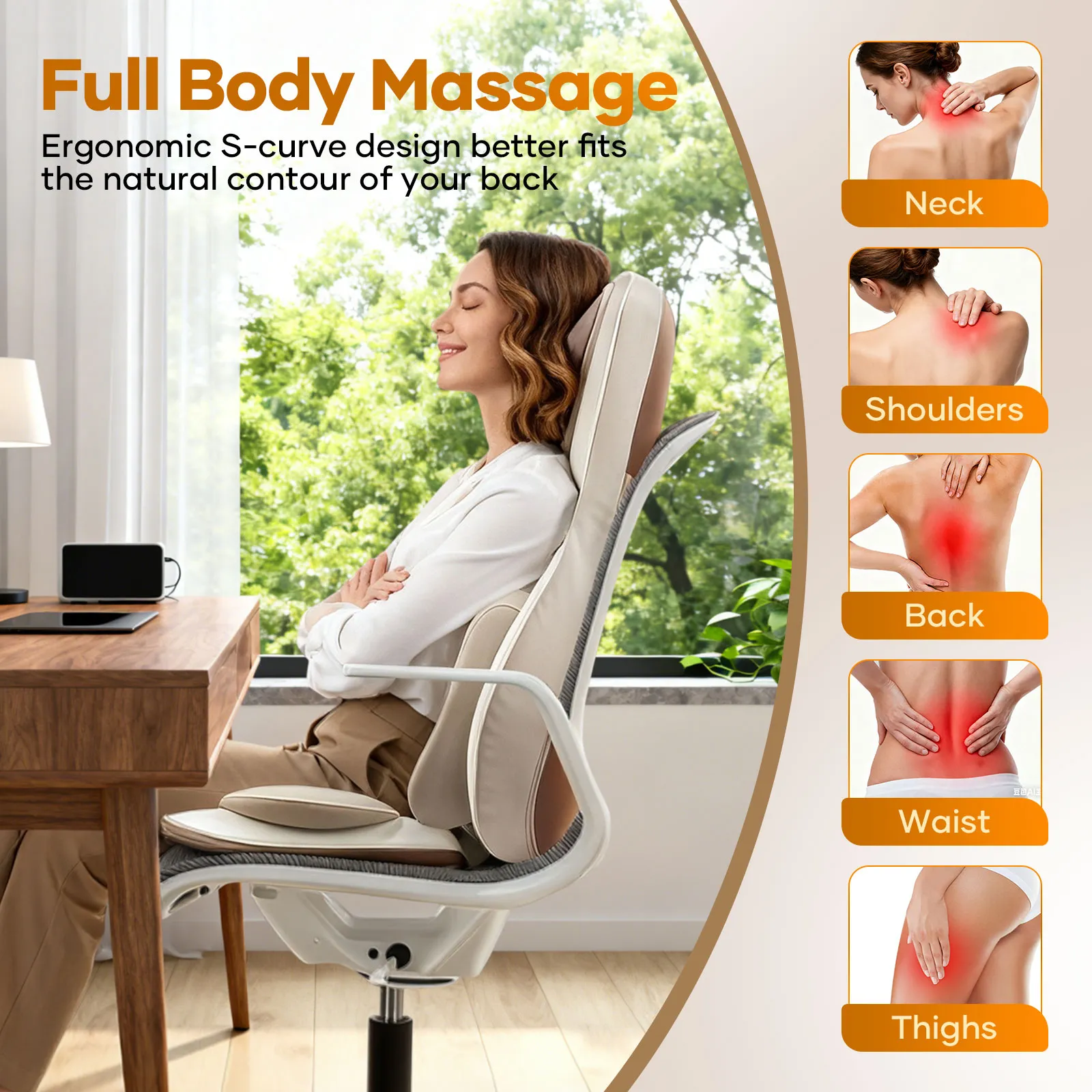 Full Body Massage Cushion Chair Electric Shiatsu Back Neck Massaging Seat Pad Kneading Rolling Vibration Heated Massager Home Remote Pillow Homasa
