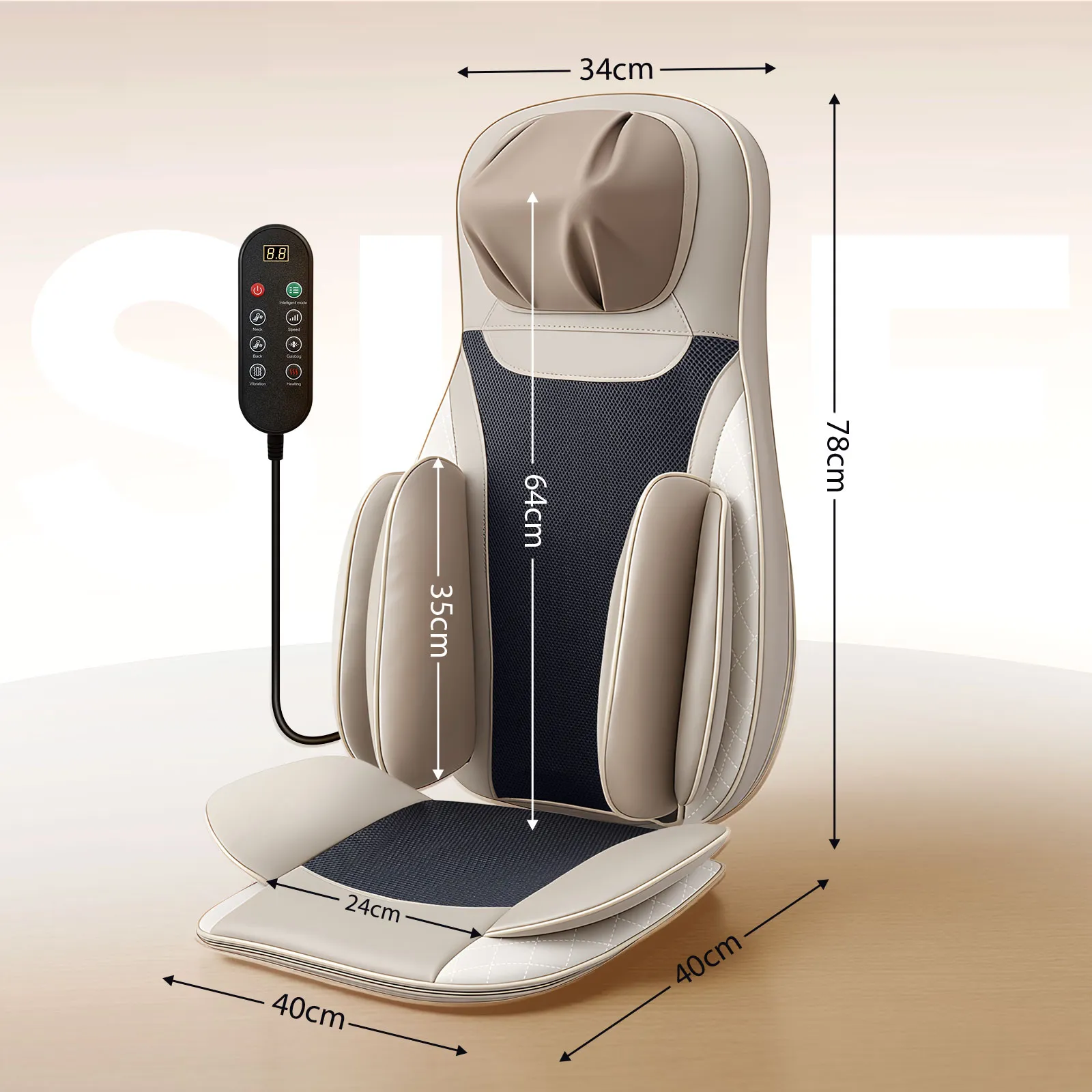 Full Body Massage Cushion Chair Electric Shiatsu Back Neck Massaging Seat Pad Kneading Rolling Vibration Heated Massager Home Remote Pillow Homasa