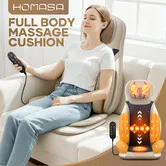 Full Body Massage Cushion Chair Electric Shiatsu Back Neck Massaging Seat Pad Kneading Rolling Vibration Heated Massager Home Remote Pillow Homasa