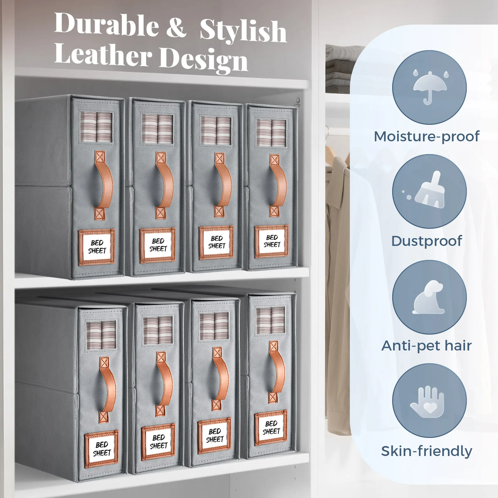 Bed Sheet Organiser Set 8 Pcs Foldable Linen Closet Bedding Blanket Fabric Storage Bin Box Container Clothes Duvet Cover Wardrobe Folder Keeper Window