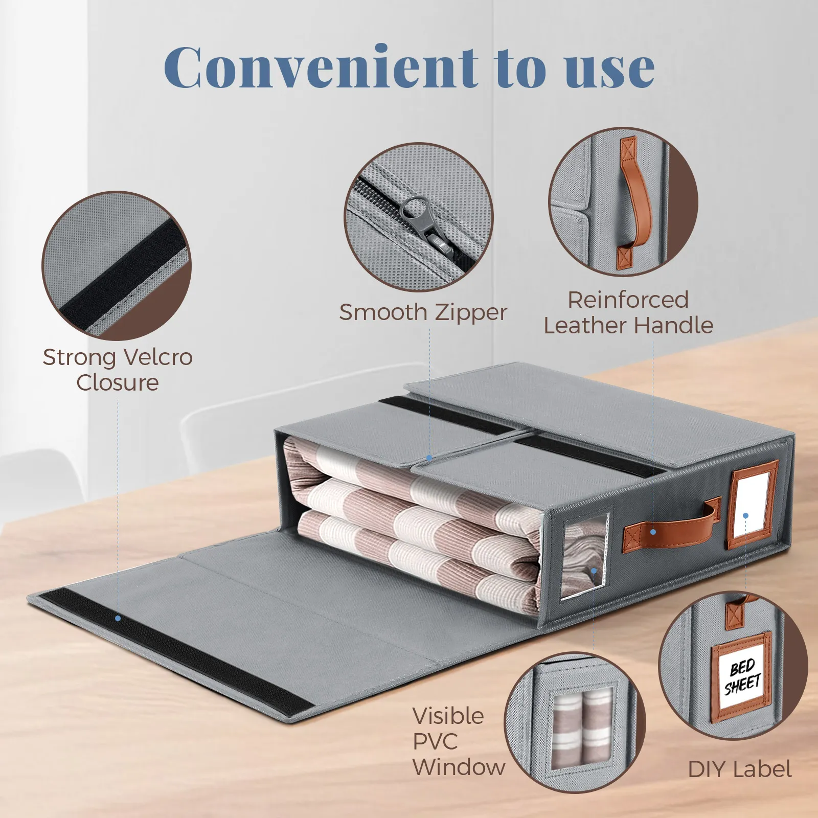 Bed Sheet Organiser Set 8 Pcs Foldable Linen Closet Bedding Blanket Fabric Storage Bin Box Container Clothes Duvet Cover Wardrobe Folder Keeper Window