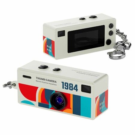 Mini Keychain Digital Camera with 0.96 in LCD Screen and 32GB Card 1080P 130 Degree Wide Angle Feel of Old 90s Photographs, Birthday Gifts for Kids (White)