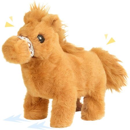 Walking Pony Toy Plush Interactive Pony Electric Plush Pet Toy with Sound Stuffed Animal Christmas Birthday Gifts for Kids (Light Brown)