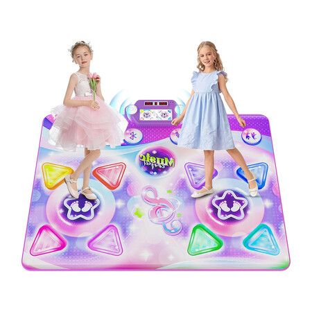 Dance Mat Toy Gift for Kids Ages 3 and Up, 2 Player Electronic Dance Pad with Music and Lights, for Boys and Girls Fun Floor Game