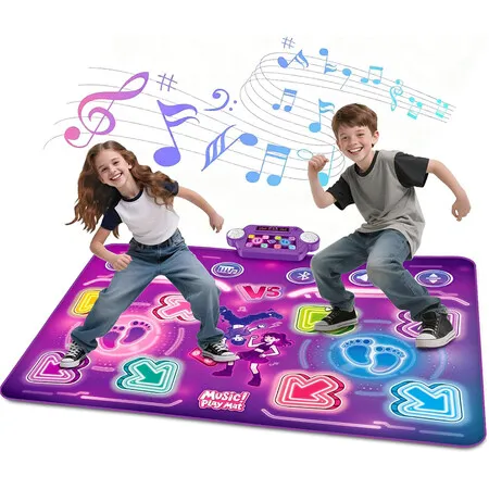 2 Players Dance Mat for Toddlers Age 3 and Up, Dance Mat Toys for 3 to 8 Year Old Kids, Light Up Play Mat 8 Button with Bluetooth